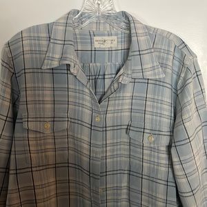 Long sleeve light blue button down women’s shirt